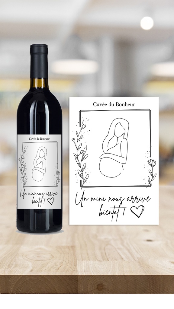 Étiquette bouteille personnalisée annonce grossesse 