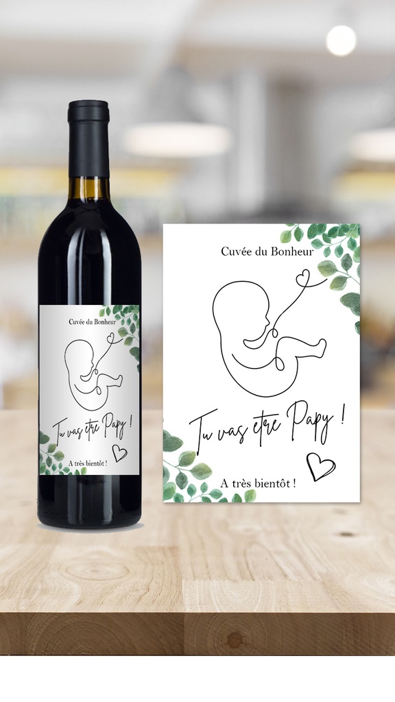 Étiquette bouteille personnalisée annonce grossesse Papy