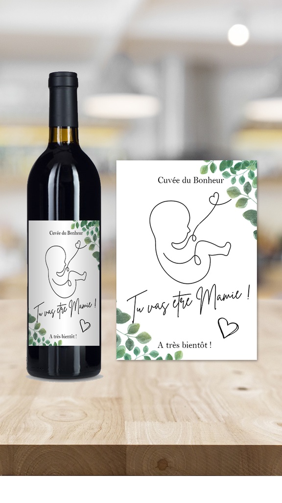 Étiquette bouteille personnalisée annonce grossesse Mamie