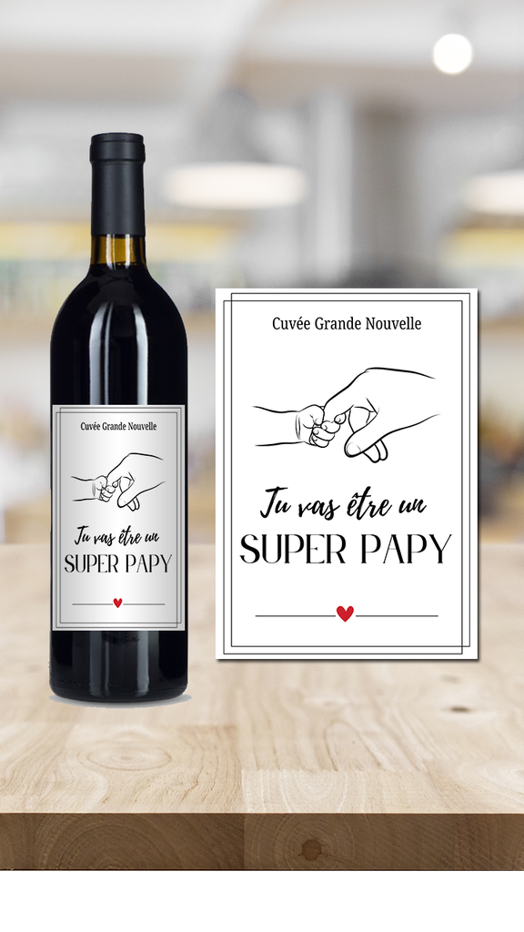 Étiquette bouteille personnalisée annonce grossesse Papy 