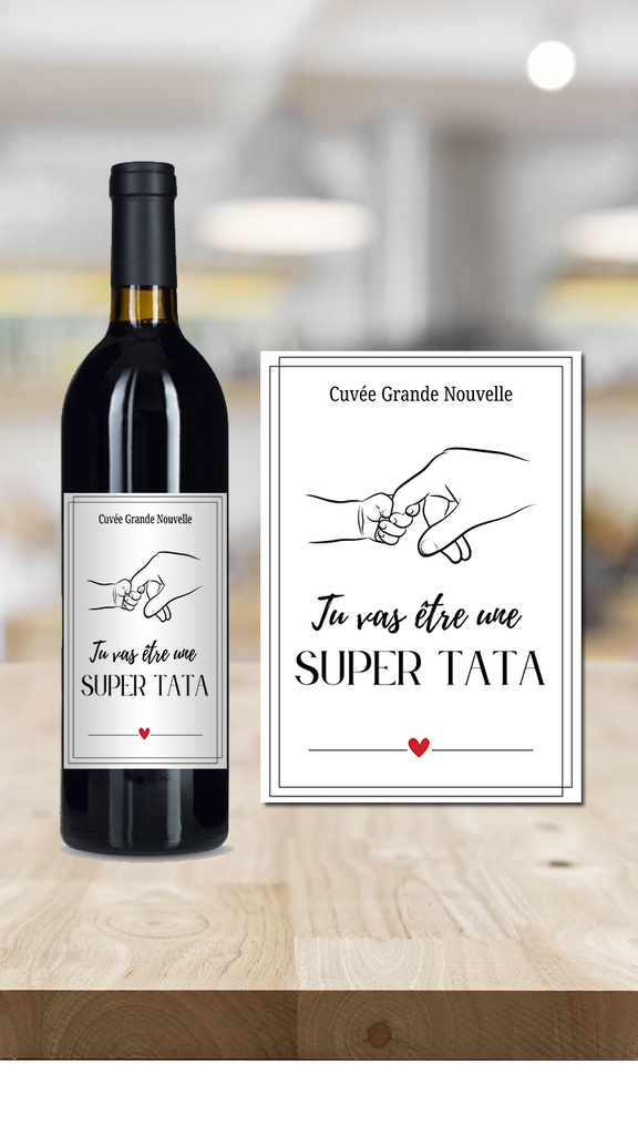 Étiquette bouteille personnalisée annonce grossesse Tata