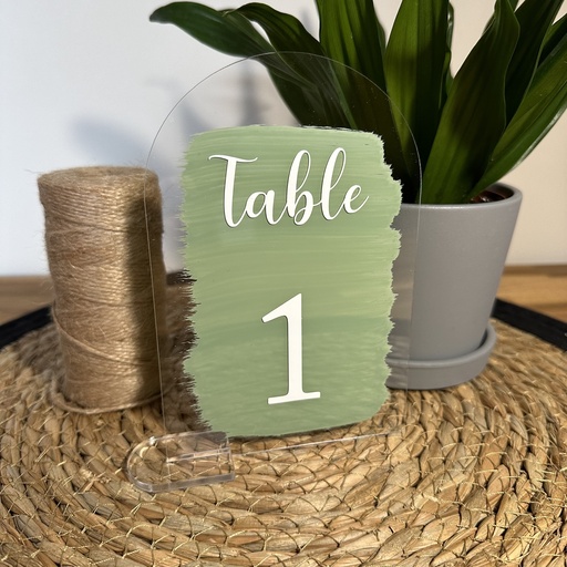 Numéro de table Vert sauge Blanc 