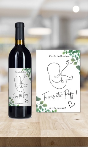 Étiquette bouteille personnalisée annonce grossesse Papy