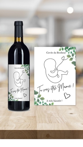Étiquette bouteille personnalisée annonce grossesse Mamie