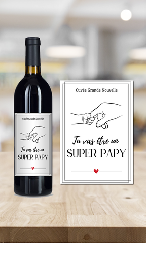 Étiquette bouteille personnalisée annonce grossesse Papy 